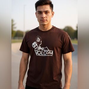 Volcom Chocolate Brown #Skeleton T-shirt. Size Small. 19” pit to pit